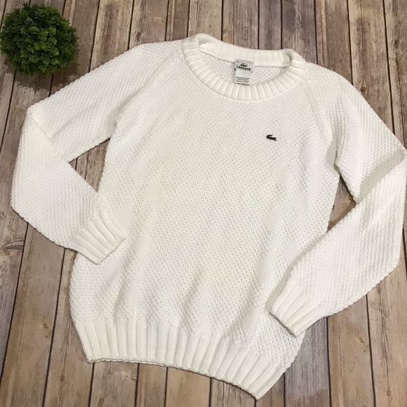 Lacoste Sweaters - Lacoste | White Diamond Knit Crewneck Sweater 40 L